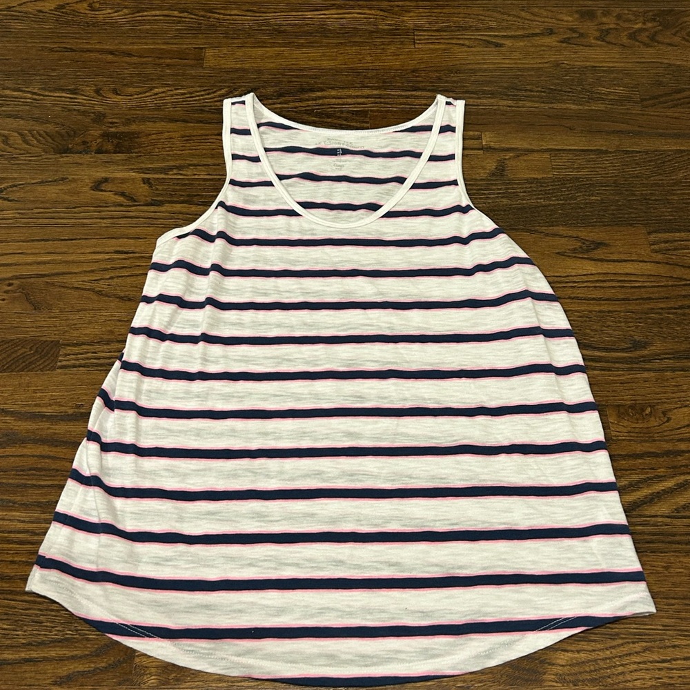 GAP White and Blue Sleeveless Relaxed Tank Top